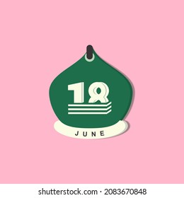 Vector is Torn Calendar. Change day, change date. Flat icons for banners, backgrounds. Example in the picture, June 18th.
