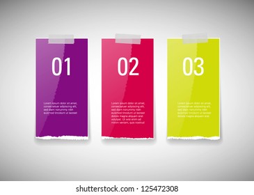 Vector torn glossy paper banners with sticky tape