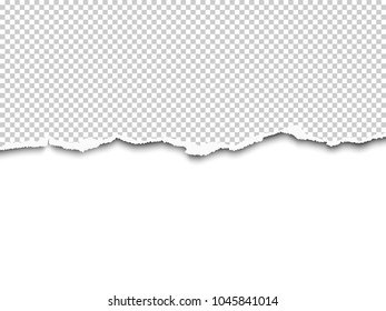 Vector torn a half sheet of transparent paper from the bottom with white remaining paper part. Template design.
