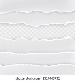 Vector torn hole in sheet of paper. Transparent background of resulting window. Template paper design.
