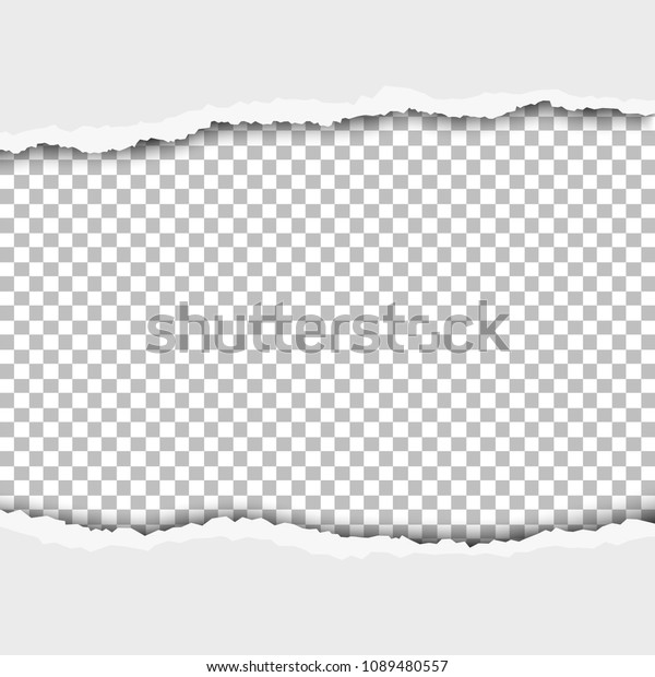Vector torn hole in white sheet of
paper with transparent background. Template paper
design.