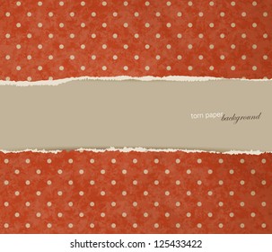 Vector torn old vintage paper background with dotted pattern