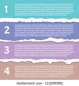 Vector torn paper background. Realistic lacerated color paper banners. Vector illustration. Four options template.