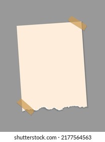 Vector torn paper banner with adhesive tape.