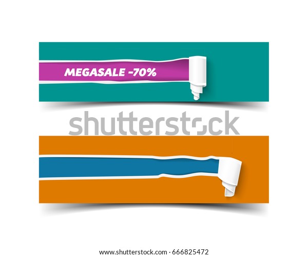 Vector torn paper\
banner with paper roll