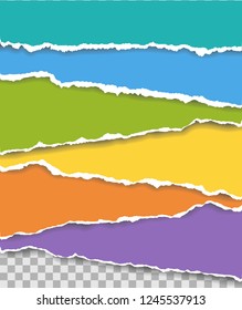 Vector torn paper. Collection of colored pieces of torn paper with ripped edges, torn cardboard