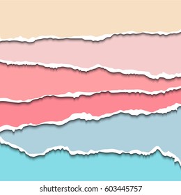 Vector torn paper collection. Pieces of paper pages with ripped edges