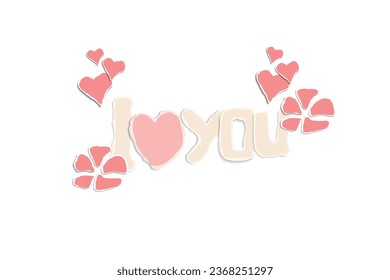 vector of torn paper in the form of writing i love you