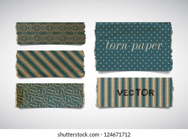Vector torn paper pieces banners collection - blue