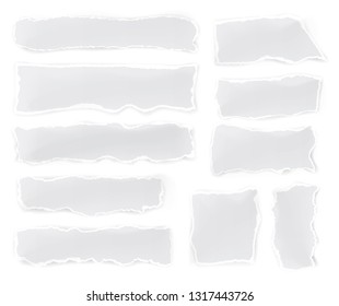 Vector torn paper pieces on white background. Template paper design.