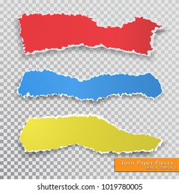 Vector torn paper pieces. Transparent background. Template paper design.