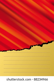 Papel vetorial rasgado com fundo vermelho