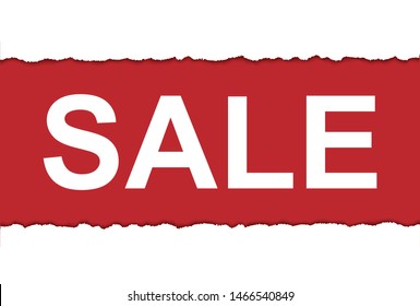 vector torn paper with ripped edges with SALE on red surface