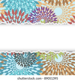 Vector torn piece of flowers paper with place for your text