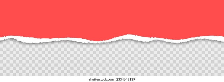 Vector torn red paper. Torn paper edges png. Torn sheets of a notebook png. Torn sheets of the book or textbook png.