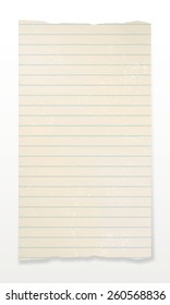 Vector torn sheet of old obsolete lined paper. Vintage background. Use for antique, retro, vintage, old, rustic style too. Eps 10.