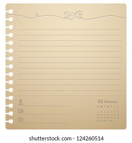 Vector torn sheet of paper with calendar 2013