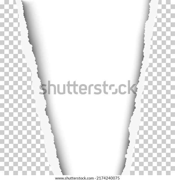 Vector torn, snatched vertical window
with white background in transparent sheet of
paper.