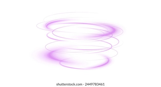 Vector tornado pink, winter whirlwind , light funnel, swirling pink lines light. Light white Twirl. Curve light effect of white line. Png.
