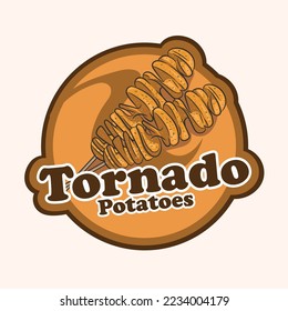 Patata de tornado vectorial. Ilustración de comida rápida para diseño y logotipo