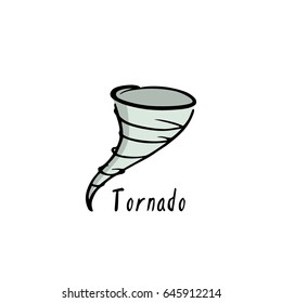 Vector tornado sign. Hand drawn tornado emblem made with pen and ink. Beautiful design element, perfect for logo design