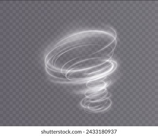 Vector tornado white, winter whirlwind white , light funnel white , swirling white lines light. Festive design element. Vector png.	
