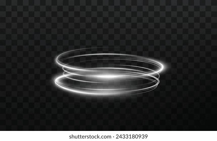 Vector tornado blanco, torbellino de invierno blanco , embudo de luz blanco , remolino de líneas blancas luz. Elemento de diseño festivo. Vector png.	
