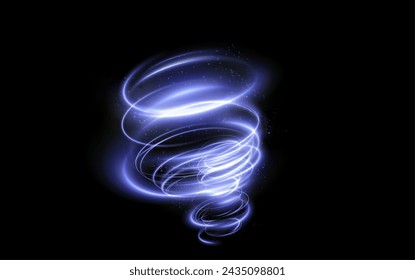 Vector tornado blanco, torbellino de invierno blanco , embudo de luz blanco , remolino de líneas blancas luz. Elemento de diseño festivo. Vector png.	
