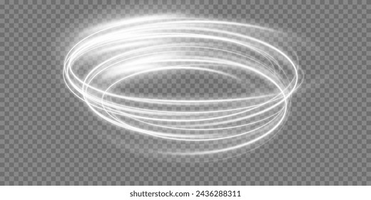 Vector tornado white, winter whirlwind white , light funnel white , swirling white lines light. Festive twirl design element. Vector png.