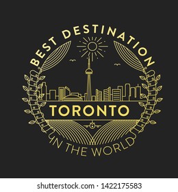 Vector Toronto City Badge, Linear Style