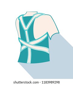 Vector torso orthosis web icon in the style of a flat lay from orthopedic goods icon set. Can be used for signboards, shop decoration, posters, price tags, flyers, labels, as web icon.