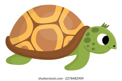 Icono de tortuga vectorial. Bajo el mar la ilustración con un lindo y divertido animal oceánico. Caricatura submarina o clipart marina de tortugas para niños aislados en fondo blanco
