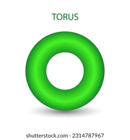 Vector torus with gradients and shadow for game, icon, package design, logo, mobile, ui, web, education. 3d donut on a white background. Geometric figures for your design.