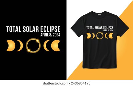 Vector Total Solar Eclipse April 8, 2024