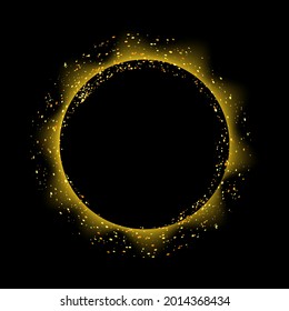 Vector Total Solar Eclipse on Black Background. Abstract Light Effect. Space Landscape.