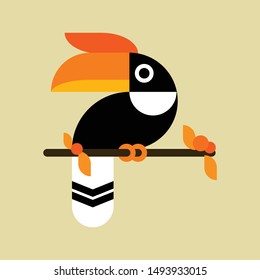 Vector of toucan Hornbill bird. Wild. Animals. vector illustration. flat design