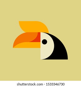 Vector of toucan hornbill bird. Wild. Animals. vector illustration. flat design