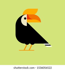 Vector of toucan hornbill bird. Wild. Animals. vector illustration. flat design