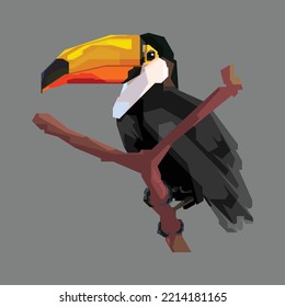 vector toucan perching on a tree branch