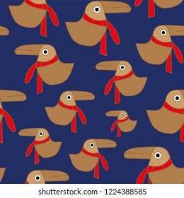 vector toucan vintage seamless repeat pattern