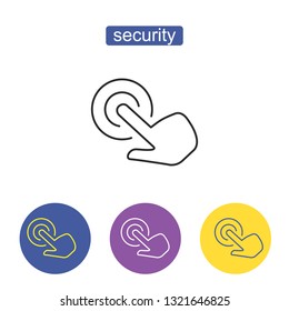 Vector touch finger icon. Click imaige.  Simple thin line icon for websites, web design, mobile app, infographics. Secure data concept, outline vector illustration. Editable stroke.