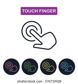 Vector touch finger icon. Click imaige.  Simple thin line icon for websites, web design, mobile app, infographics.