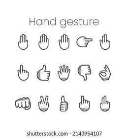 Vector touch screen gestures icons in thin line style. mono line icon.