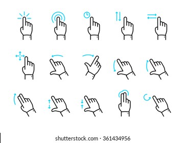 Vector touch screen gestures icons set // 01