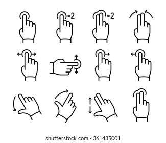 Vector touch screen gestures icons set // Black & White