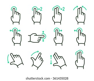 Vector touch screen gestures icons set // 02