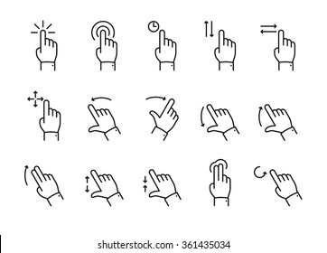 Vector touch screen gestures icons set // Black & White