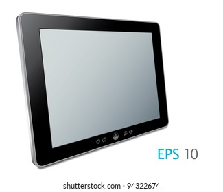 Vector Touch screen tablet computer with blank screen Isolated on white