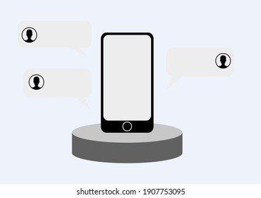 vector touchscreen mobile phone was on the charger. Social networking icon with chatting online on smartphone, a message from sent by person icon in the group.