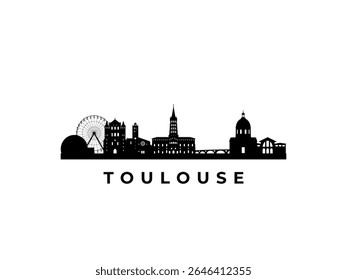 Vector Toulouse skyline. Travel Toulouse famous landmarks. Business and tourism concept for presentation, banner, web site.